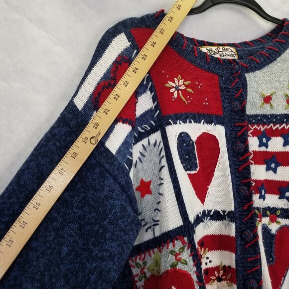 Heirloom Collectibles Cardigan Sweater Women M America USA Teacher Patriotic VTG - Picture 14 of 15